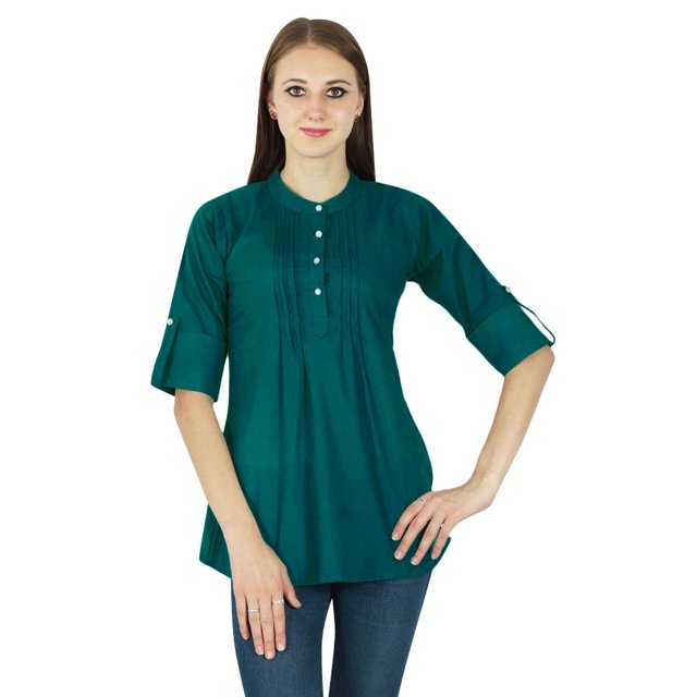 Robe Haut Boho Unie Tenue Décontractée Tunique Vêtements pour Femmes Coton Robe d'Été