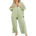thumbnail image 2 of Women Solid Color Long Sleeve Blouse and Straight Fit Trousers, 2 of 9