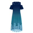 thumbnail image 4 of CHUANK Summer Plus Size Maxi Dresses For Wedding Guest Lace Stitching Dress Cold Shoulder Long Dresses Short Sleeve, 4 of 6