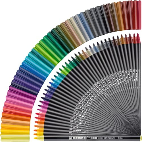 edding 1300 colour pen medium - multi-coloured - 40 pens - round nib 2 mm - felt pens for drawing and writing - felt pens for school, mandalas, bullet journals