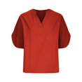 thumbnail image 1 of Ashirexll Hauts pour Femmes Tendance, Haut Décontracté Uni à Manches Courtes et Col en V, 1 of 6