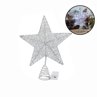 Wzzjkit Cime d'Arbre de Noël Décoration d'Arbre de Noël Lumières DEL Fil de Cuivre Étoiles Lumières Fer Forgé Paillettes Étoile de Sommet d'Arbre de Noël avec Guirlandes Lumineuses Cime d'Arbre de Noël