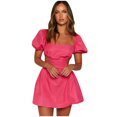 thumbnail image 1 of AMERTEER Femme Été Tempérament Tunique Dos Nu Élastique Dentelle Réglable Robe, 1 of 6