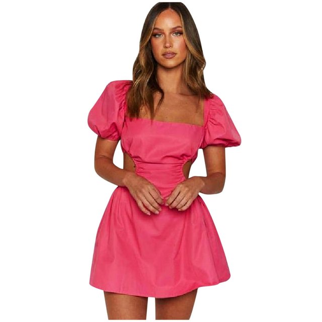 AMERTEER Femme Été Tempérament Tunique Dos Nu Élastique Dentelle Réglable Robe