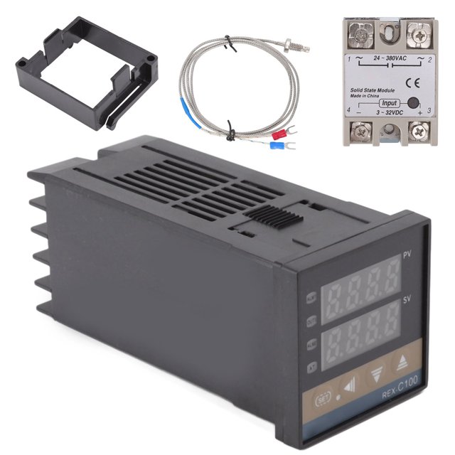 Tapis de Chaleur de Semis avec Thermostat Numérique Combo Set, Régulateur de Température Thermostat Numérique PID Long 100V 240V et 3.3ft M6 Impérial K Type Module Relais Thermocouple