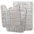 thumbnail image 1 of Clara Clark Bathroom Rugs, Velvet Memory Foam Bath Mat, Ultra Soft Non Slip and Absorbent - Tiled - Set Small, Large & Contour - Silver, 1 of 6