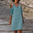 thumbnail image 1 of EGNMCR Robes de Fête pour Femmes Robe d'Été pour Femmes Nouvelle Couleur Décontractée à Manches Courtes en Dentelle à Col en V, 1 of 6