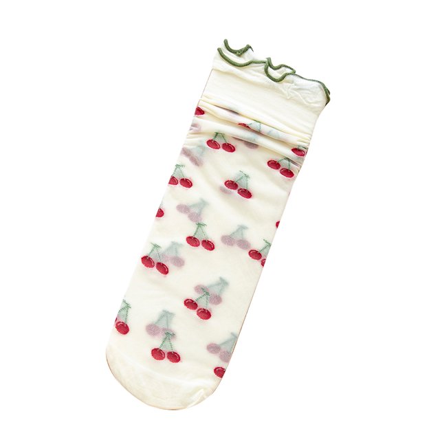 IROINID On Sale Ankle Socks for Women Fun Socks Socks Cotton Breathable Glass Silk Socks Transparent Ruffle Print Socks