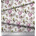 thumbnail image 2 of Soimoi Poly Georgette Fabric Hummingbird,Leaves & Rose Floral Print Fabric by the Yard 42 Inch Wide, 2 of 3