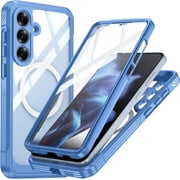Magnetic for Samsung Galaxy S25 FE Case - Compatible with Magsafe - with Built-in Screen Protector - Full Body Military Grade Rugged Shockproof Drop Proof Phone Case for S25 FE