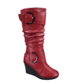 thumbnail image 1 of Bottes Mode pour Femmes à Fermeture Éclair Hauteur Genou, Talon Compensé Décontracté, Chaussures d'Hiver ( Rouge, 7), 1 of 5