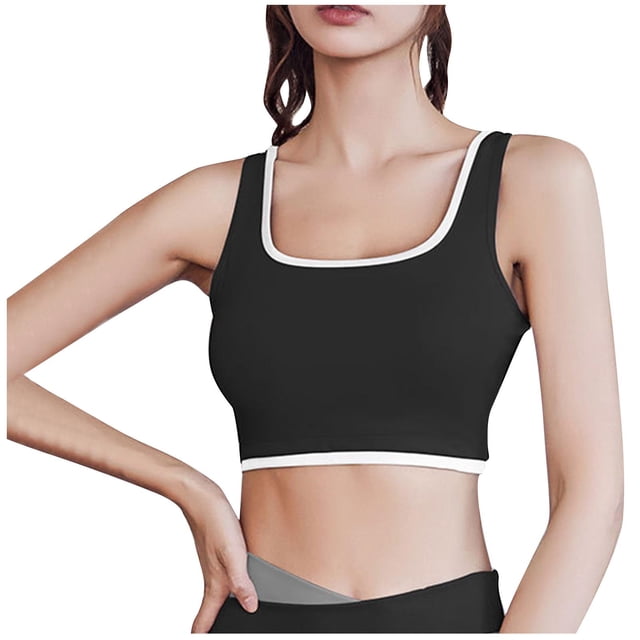 Virmaxy Womens High Impact Sports Bra Shock-Absorbing Gathering Collection and Complementary Breast Color Matching Edging No Wear Sports Bra Black-2 XL