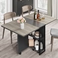 thumbnail image 1 of Space Saving Folding Dining Table with 2 Tier Storage-Extendable Drop Leaf Farmhouse Wood Kitchen Dining Room Tables Set for 4-6, Collapsible Expandable Rectangle Dinner Kitchen Office Furniture, 1 of 10