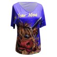 thumbnail image 3 of Babysbule Liquidation Hauts pour Femmes Grande Taille Femmes Manches Courtes Imprimé Col en V Hauts Tee T-Shirt Blouse, 3 of 5