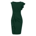 thumbnail image 3 of Women Summer Round Neck Solid Color Casual Strapless Party Short Maxi Dress, 3 of 5