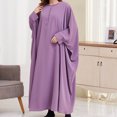 thumbnail image 3 of Birdeem Mode Femme Uni Grande Taille Manches Longues Poches Dames Robe à Manches Chauve-Souris Longue Robe, 3 of 3