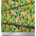 thumbnail image 2 of Soimoi Rayon Fabric Leaves & Tulip Floral Print Sewing Fabric Yard 42 Inch Wide, 2 of 3