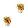thumbnail image 2 of mmirethe Fake Peony Silk Hydrangea Flower Realistic Appearance Artificial Flowers With Vase Simulation Flower Set Low Maintenance Pinellia orange 2Set, 2 of 6
