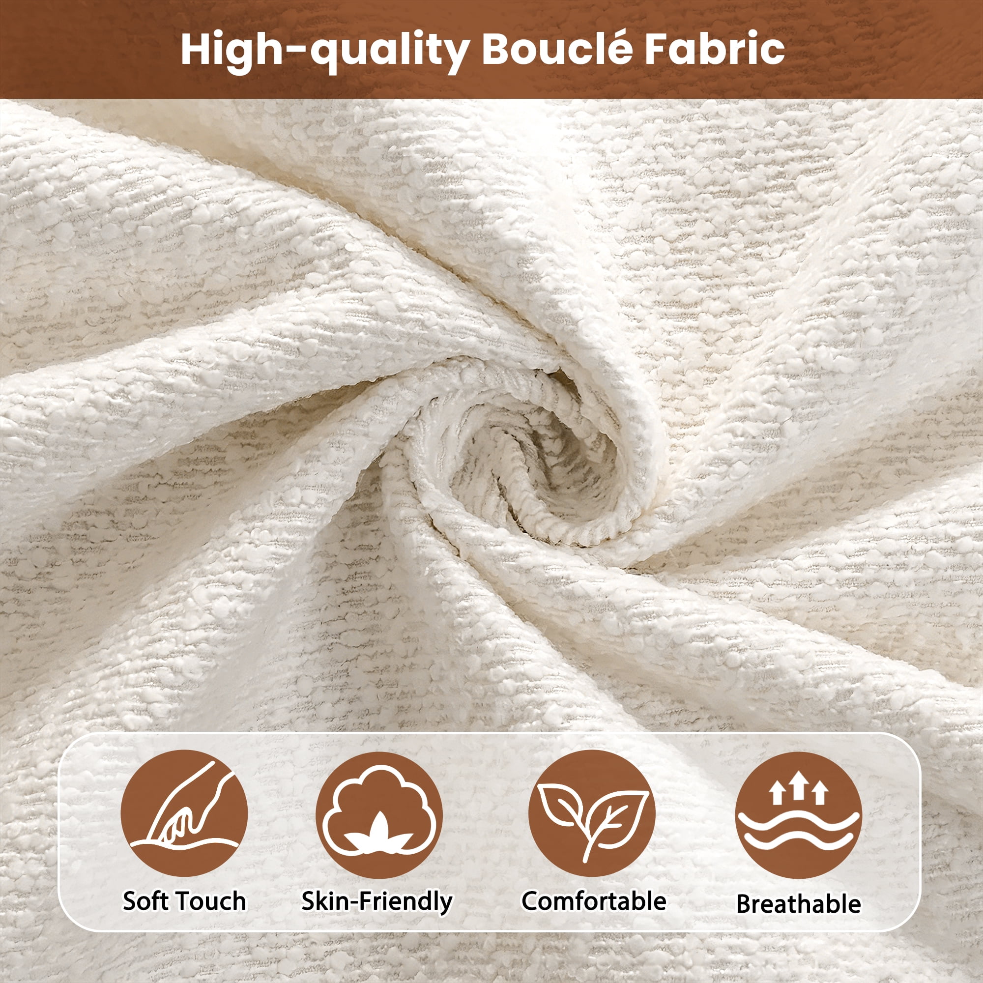 Noble House Cadre de Lit Grand avec Rangement avec Levage et Rangement Hydraulique, Lit Plateforme en Bouclé avec Tête de Lit Capitonnée et Lattes de Bois, Blanc Crème