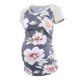 thumbnail image 1 of Jchiup T-Shirts de Maternité Froncés à Manches Courtes pour Femmes, Haut T-Shirt Floral, 1 of 2