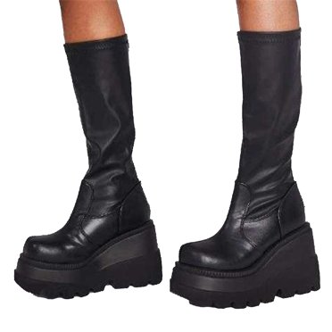XZNGL Boots for Womens Boots Leather Fashion Thick-Soled Large Size Boots Women Autumn Platform Leather Boots