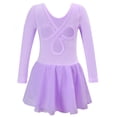 thumbnail image 4 of Robes pour Bébé Fille Manches Longues Robe de Ballet Unie Danse pour Enfants Filles Justaucorps Tutu Tenue Performance Pratique Robe Douce Extensible Robe pour Tout-Petit Violet 2 Ans-3 Ans, 4 of 6