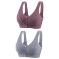 thumbnail image 1 of Plebaso Wireless Front Closure Bras for Women 2 Pack Full Coverage Everyday Bras Push up Comfort Bralettes, 1 of 2