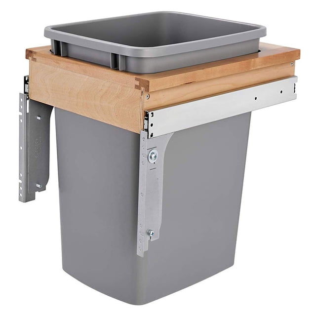 Rev-A-Shelf Top Mount Single Pullout Trash Can w/ Reduced Depth, 35 Qt, 4WCTM-1516DM-1