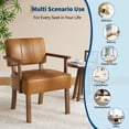 thumbnail image 4 of Ensemble de 2 Chaises de Salle à Manger Style Mi‐siècle Moderne – Cadre en Bois Robuste – Design Classique à Rayures Verticales – Capacité de 330 Lb – Sièges d'Appoint Confortables pour Salon et Balcon – Assemblage Facile – Brun – Lot de 2, 4 of 8