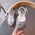 thumbnail image 2 of MIASHUI Chaussures de Fille Robe Nœud Papillon Paillettes Princesse Chaussures de Fête Talons Bas Sandales Mary Jane, Argent, 4-4,5 Ans, 2 of 8