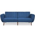 thumbnail image 1 of Costway Convertible Futon Sofa Bed Adjustable Couch Sleeper w/ Wood Legs Navy, 1 of 10