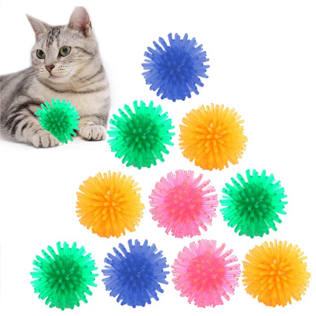 10PCS Cat Ball Toy Creative Training Cat Interactive Toy Spiky Ball for Kittens