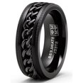thumbnail image 2 of Men's Stainless Steel Curb Chain Link Spinner Fidget Ring Anxiety Band Black Blue 8MM, 2 of 4