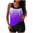 thumbnail image 1 of FAVIPT Tummy Control Athletic Swimwear for Women Two Piece Printed Modest Tank Top with Shorts Bathing Suits Purple,M, 1 of 5
