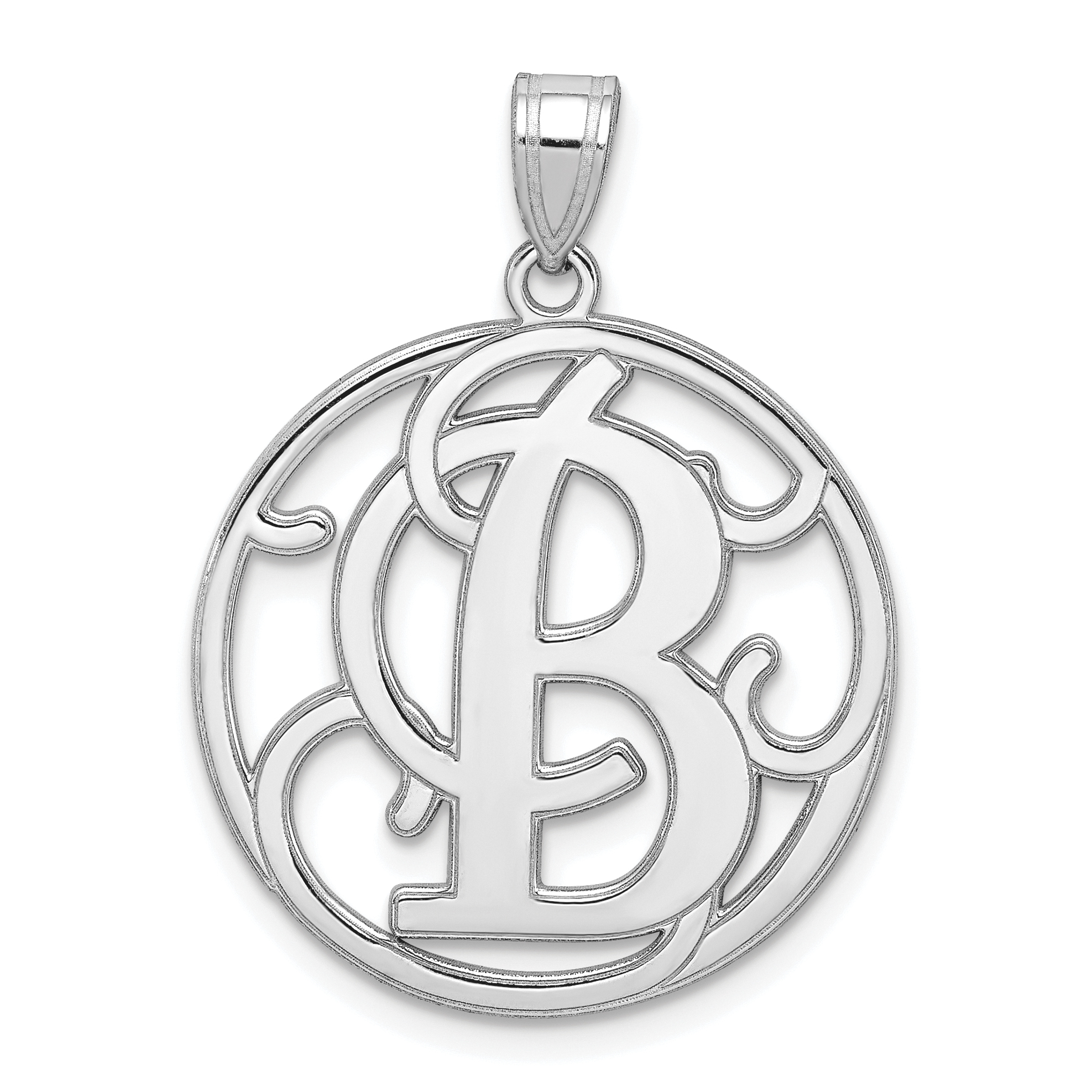 925 Sterling Silver Dainty Letter B Initial Name Monogram Necklace Charm Pendant