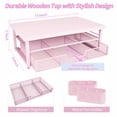 thumbnail image 4 of MEHOOM Desk Organizers and Accessories, 2-Tier Computer Monitor Stand Riser with Drawer and 2 Pen Holders, Laptop Stand, Office Desk Accessories for Office Supplies, Pink, 4 of 6