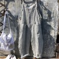 thumbnail image 2 of Combinaison Sans Manches d'Été pour Femmes à Rayures, Ample, avec Poches, en Coton et Lin, Barboteuse Salopette, 2 of 6