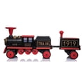 thumbnail image 1 of VOLTZ TOYS Additional Passenger Carriage for 12V Electric Ride-On Train, Detachable Extension Toy Wagon Trailer with Under-Seat Storage, All-Terrain Wheels, Black, 1 of 3