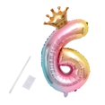 thumbnail image 1 of serony Party Balloon with Gradient Color Birthday Party Decor Aluminum Foil Balloon 32 Inch, Number 6, 1 of 6