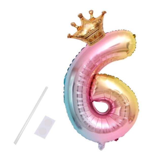 serony Party Balloon with Gradient Color Birthday Party Decor Aluminum Foil Balloon 32 Inch, Number 6