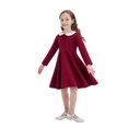 thumbnail image 2 of Dresses For Girls Spring Summer Print Ruffle Long Sleeve Solid Casual Girls Dress Red 2-3 Years, 2 of 4