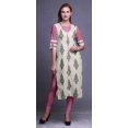 thumbnail image 2 of Bimba Kurti Droite en Rayonne Slub à Manches 3/4 Tunique Imprimée Haut Vêtements d'Été, 2 of 6