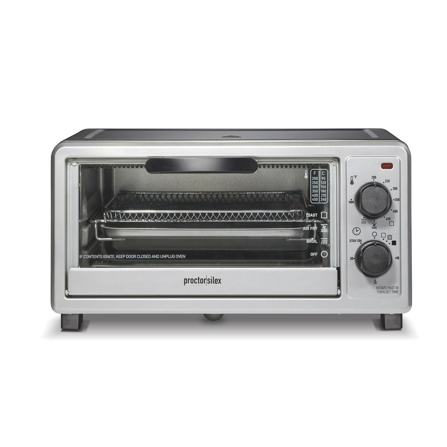 Proctor Silex Simply-Crisp™ Air Fryer Toaster Oven, 4-Slice Capacity, 275 Cu. In. Interior (1 Unit), 1200W, Silver, Model 31265