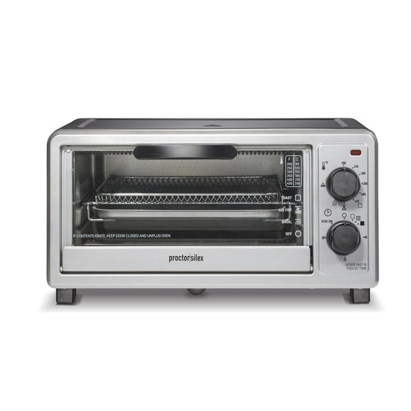 Proctor Silex Simply-Crisp™ Air Fryer Toaster Oven, 4-Slice Capacity, 275 Cu. In. Interior (1 Unit), 1200W, Silver, Model 31265