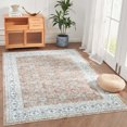 thumbnail image 1 of Rugking Tapis de Course 4X7 Persan Tapis d'Intérieur Mince Tapis de Porte Doux Orange Imprimé Overdyed Boho Rétro Couverture de Sol Ferme Lavable Cuisine Chambre à Coucher, 1 of 6