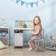 thumbnail image 2 of Qaba Ensemble Bureau et Chaise pour Enfants 2 Pcs avec Tableau Blanc, Rangement, Étagères, Gris, 2 of 10