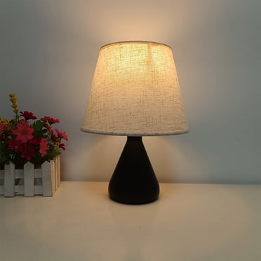 EGNMCR Fabric Bedside Small Table Lamp White Linen Shaped Table Lamp Bedroom Lighting Eye Care Night Light desk lamp