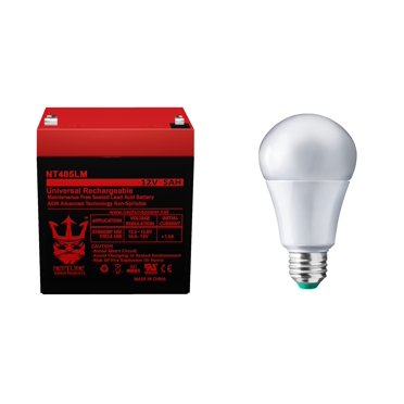 Neptune 485LM Battery Compatible with Liftmaster Chamberlain 485LM Battery for Garage Door Opener with Extra Bright 12W 5000K Replacement LED Bulb Bundle - 2 Year Warranty