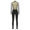 thumbnail image 4 of Jizyo Women's Long Sleeve Dance Unitard Shiny Rhinestone Full Body Suits One Piece Jumpsuits Gold S, 4 of 4
