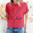 thumbnail image 1 of Meichang Hauts pour Femmes T-Shirts de la Saint-Valentin T-Shirts de Fête à Col Rond T-Shirts à Imprimé Cœur d'Amour T-Shirts à Manches Courtes Jolis Tees Blouses en Liquidation, 1 of 5